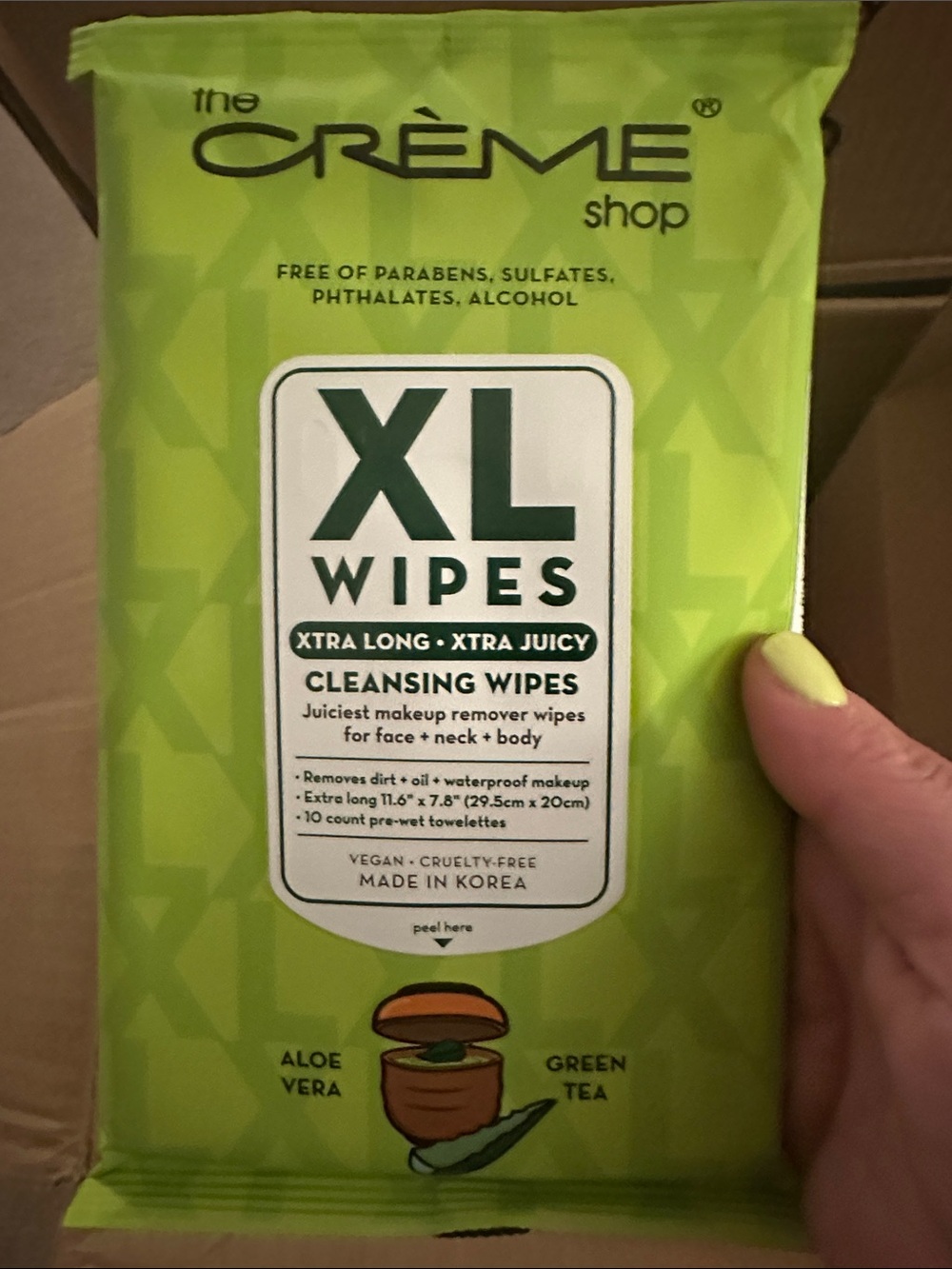 The Crème Shop XL Cleansing Wipes — Green XL Makeup Remover Wipes